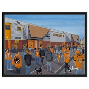 Dundee U, Tannadice Pk Stadium. Framed Canvas Football Art Print. Wall Art Football Club FC, Gifts, United Utd Supporters Memorabilia
