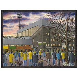 Norwich, Carrow Rd Football Stadium. Superior Wooden Framed Poster. Wall Art Football Club FC, Gifts, City Supporters Memorabilia