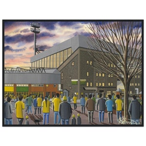 Norwich, Carrow Rd Stadium. Standard Wooden Framed Poster. Wall Art Football Club FC, Gifts, City Supporters Memorabilia