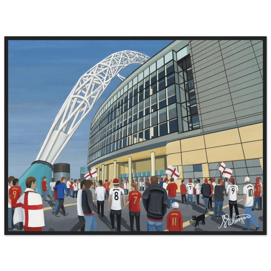 England National Team Wembley New Stadium Standard Wooden Framed england-national-team-wembley-new-stadium-standard-wooden-framed
