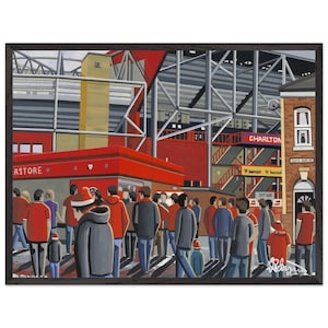 Charlton, The valley Football Stadium. Superior Wooden Framed Poster. Wall Art Football Club FC, Gifts, Athletic Supporters Memorabilia