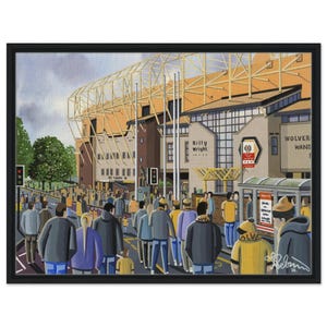 Wölfe, Wolverhampton, Molineux. Gerahmter Leinwand Fußball Kunstdruck. Wandkunst Fussball Club FC, Geschenke, Wanderers Fans Fanartikel