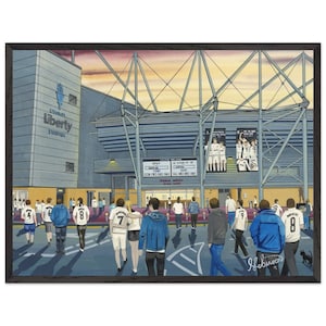 Swansea, Football Stadium. Superior Wooden Framed Poster. Wall Art Football Club FC, Gifts, City Supporters Memorabilia