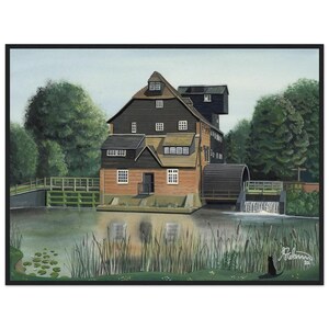 Houghton Mill, Cambridgeshire, Museum Quality Matte Paper Wooden Framed Poster. Ideal Gift For Any Cambridgeshire Visitor Or Resident