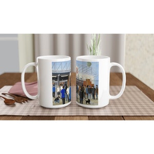 Leeds, Headingley Rugby Stadium White 15oz Ceramic Rugby Mug. Rugby Club FC Rugby Stadium Gifts, Rhinos Supporters Memorabilia