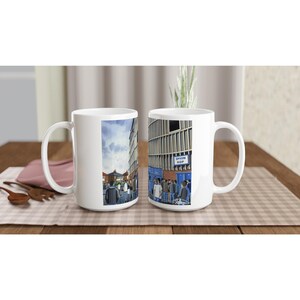 Preston N E, Retro Deepdale White 15oz Ceramic Football Mug. Football Club FC Football Soccer Gifts, North End Supporters Memorabilia