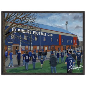 Dundee, Dens Pk Football Stadium. Superior Wooden Framed Poster. Wall Art Football Club FC, Gifts, Dark Blues Supporters Memorabilia