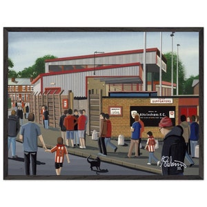 Altrincham, Moss Lane Stadium. Superior Wooden Framed Poster. Wall Art Football Club FC, Gifts, Robins Supporters Memorabilia