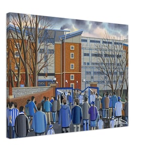 Sheffield W, Hillsborough, Canvas Print. Wall Art Football Club FC Football Soccer Stadium Gifts, Wednesday Supporters Memorabilia