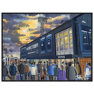Hartlepool, Victoria Park Standard Quality Football Matte Paper Plakat w drewnianej ramie. Idealny prezent dla każdego kibica United