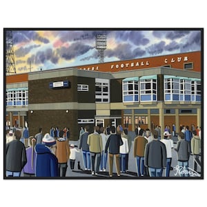 Bolton, Retro Burnden Pk Stadium. Standard Wooden Framed Poster. Wall Art Football Club FC, Gifts, Wanderers Supporters Memorabilia