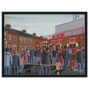 Sunderland, Retro Roker Park Stadium. Framed Canvas Football Art Print. Wall Art Football Club FC, Gifts, Black cats Supporters Memorabilia