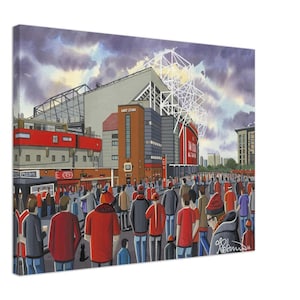 Manchester U, Old Trafford Stadium Canvas Print. Wall Art Football Club FC Football Soccer Stadium Gifts, United Utd Supporters Memorabilia