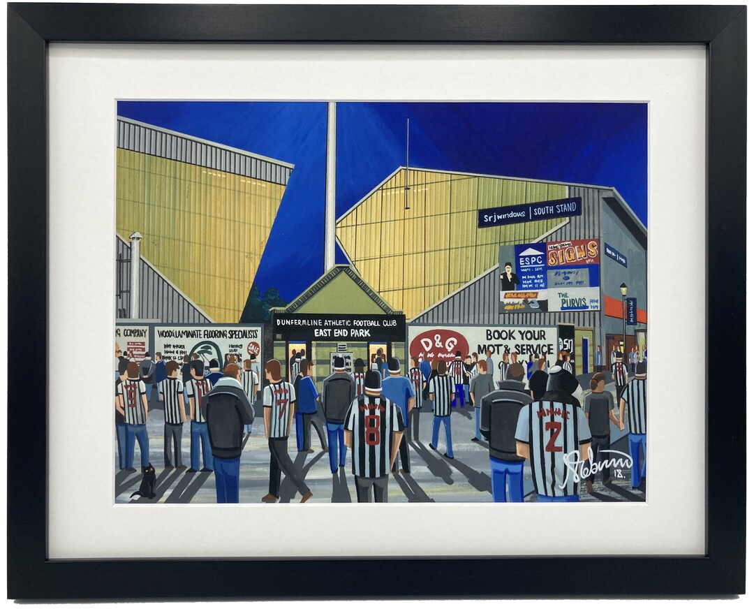 GroundDesigns Stampa Artistica A3 – Dunfermline Athletic FC – East End Park Stadium – Calcio Scozzese – DAFC