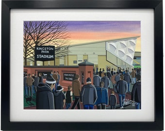 Newcastle Rugby, Kingston Park. High Quality Framed, Rugby Memorabilia Giclee Art Print. Ideal Gift For Any Falcons Supporter.