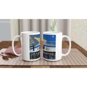Bristol, Ashton Gate Rugby Stadium Biały 15oz Ceramiczny Kubek Rugby. Rugby Club FC Rugby Stadium Prezenty, Pamiątki Kibiców Bears
