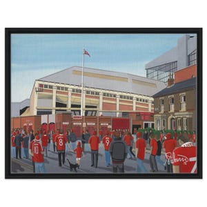 Liverpool, Retro Anfield Spion Kop Stadium. Framed Canvas Football Art Print. Wall Art Football Club FC, Gifts, Reds Supporters Memorabilia
