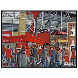 Charlton, The Valley Stadium. Standard Wooden Framed Poster. Wall Art Football Club FC, Gifts, Athletic Supporters Memorabilia