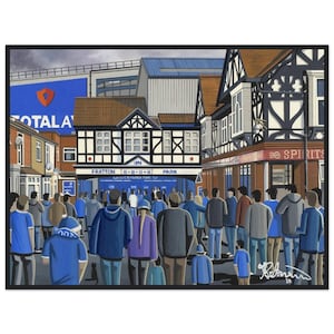 Portsmouth, Fratton Pk Stadium. Standard Wooden Framed Poster. Wall Art Football Club FC, Gifts, Pompey Supporters Memorabilia