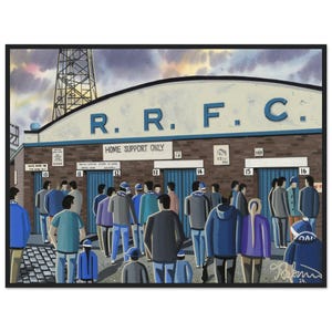 Raith R&#39;s, Retro Starks Pk Stadium. Standard Wooden Framed Poster. Wall Art Football Club FC, Gifts, Rovers Supporters Memorabilia