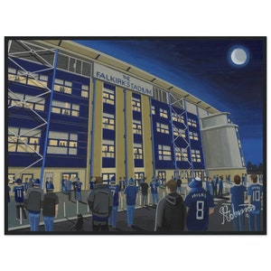 Falkirk, Falkirk Stadium. Standard Wooden Framed Poster. Wall Art Football Club FC, Gifts, Bairns Supporters Memorabilia