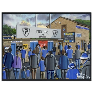 Matlock, Causeway Lane Stadium. Standard Wooden Framed Poster. Wall Art Football Club FC, Gifts, Town Supporters Memorabilia