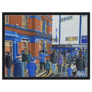 Everton, Retro Goodison Park Stadion. Gerahmter Leinwand Fußball Kunstdruck. Wall Art Football Club FC, Geschenke, Toffees Anhänger Erinnerungsstücke