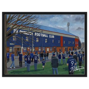 Dundee, Dens Pk Stadium. Framed Canvas Football Art Print. Wall Art Football Club FC, Gifts, Dark Blues Supporters Memorabilia