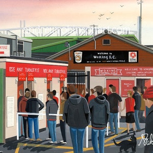 Woking, Kingfield Stadium, Standard Poster, Wall Art Football Club FC, Gifts, Cards Supporters Memorabilia