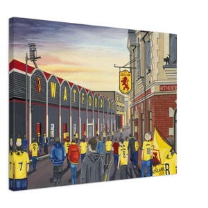 Watford, Vicarage Road Stadium Canvas Print. Wall Art Football Club FC Football Soccer Stadium Gifts, Hornets Supporters Memorabilia