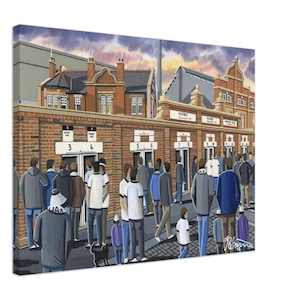 Fulham, Craven C Stadium Canvas Print. Wall Art Football Club FC Football Soccer Stadium Gifts, Cottagers Supporters Memorabilia
