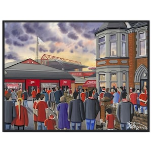 Nottingham, City Ground Stadium. Standard Wooden Framed Poster. Wall Art Football Club FC, Gifts, Forest Supporters Memorabilia
