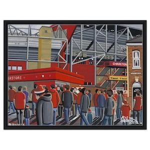 Charlton, Valley Football Stadium. Framed Canvas Football Art Print. Wall Art Football Club FC, Gifts, Athletic Supporters Memorabilia