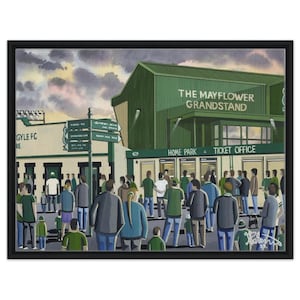 Plymouth, Home Pk Stadium. Framed Canvas Football Art Print. Wall Art Football Club FC, Gifts, Argyle Supporters Memorabilia