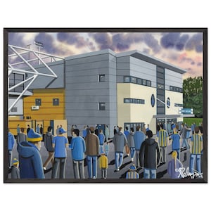 Shrewsbury, New Meadow Football Stadium. Poster superior emoldurado em madeira. Arte de parede Football Club FC, presentes, lembranças de torcedores da cidade