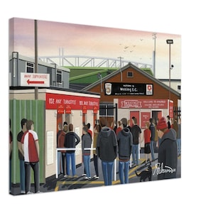 Woking, Kingfield Stadium Canvas Print. Wall Art Football Club FC Football Soccer Stadium Gifts, Cards Supporters Memorabilia