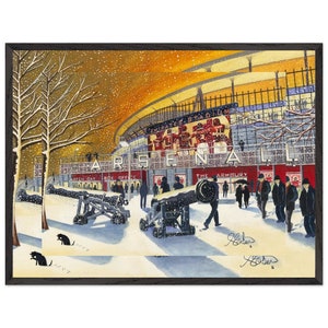 Arsenal, voetbalstadion. Superieure houten ingelijste poster. Muurkunst Football Club FC, geschenken, supportersmemorabilia