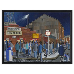 Blackburn, Retro Football Stadium. Framed Canvas Football Art Print. Wall Art Football Club FC, Gifts, Rovers Supporters Memorabilia