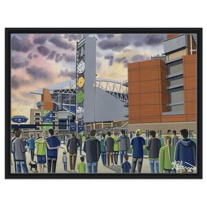 Mikrofaser-Städte. Gerahmter Leinwand Fußball Kunstdruck. Wandkunst American Football Team, Stadion Geschenke, Fan-Erinnerungsstücke