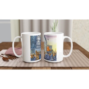 Taza de cerámica blanca de 433 ml (15 oz) para el estadio de fútbol de Hull. Regalos de fútbol del FC, recuerdos de la afición del City.