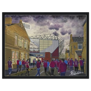 Burnley, Turf Moor Football Stadium. Framed Canvas Football Art Print. Wall Art Football Club FC, Gifts, Clarets Supporters Memorabilia