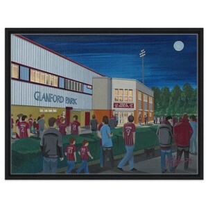 Scunthorpe, Glanford Pk Stadium. Framed Canvas Football Art Print. Wall Art Football Club FC, Gifts, United Utd Supporters Memorabilia