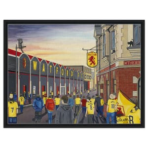 Watford, Vicarage Rd Stadium. Framed Canvas Football Art Print. Wall Art Football Club FC, Gifts, Hornets Supporters Memorabilia