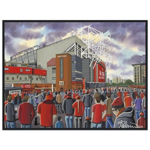 Manchester U, Old Trafford. Standard Wooden Framed Poster. Wall Art Football Club FC, Gifts, United Utd Supporters Memorabilia