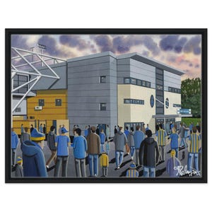 Shrewsbury, New Meadow Football Stadium. Impressão de arte de futebol em tela emoldurada. Arte de parede Football Club FC, presentes, lembranças de torcedores da cidade