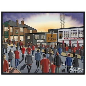 Rotherham. Retro Millmoor Stadium. Standard Wooden Framed Poster. Wall Art Football Club FC, Gifts, United Utd Supporters Memorabilia