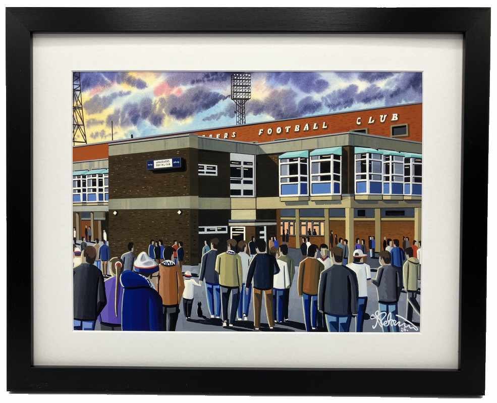 Bolton, Retro Burnden Park Stadium, Wall Art Framed Print, Football Club FC, Football Soccer Stadium Gifts, Wanderers Supporters Memorabilia