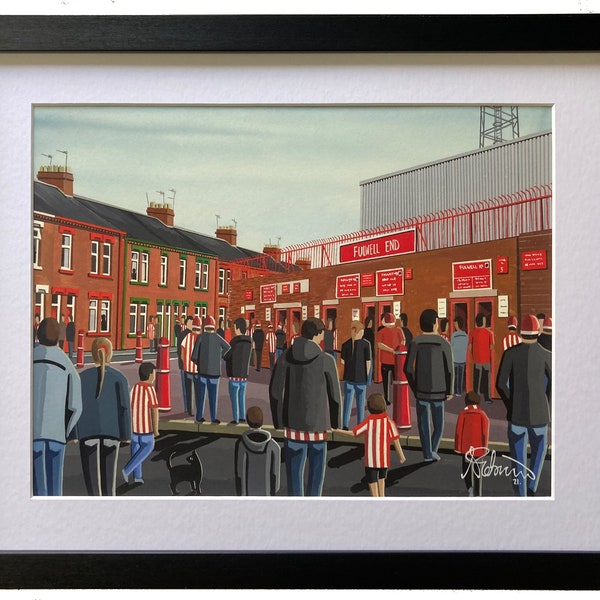 Sunderland, Roker Park. Framed, High Quality Football Memorabilia Giclee Art Print. Ideal Gift For Any Black Cats Supporter.