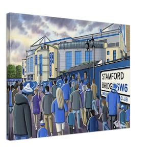 Chelsea, Stamford Bridge Stadium Canvas Print. Wall Art Football Club FC, Football Soccer Stadium Gifts, Blues Supporters Memorabilia