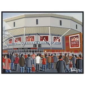 Southampton, St Marys FootballStadium. Standard Wooden Framed Poster. Wall Art Football Club FC, Gifts, Saints Supporters Memorabilia